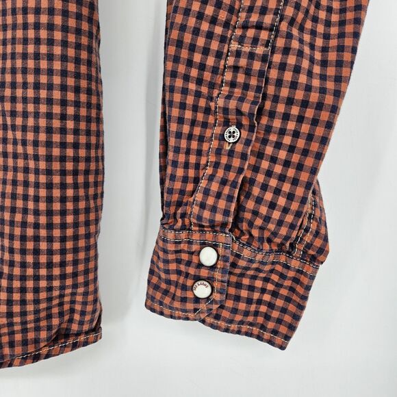 Third Army Shirt Mens Medium Western Pearl Snap Cowboy Rancher Check Long Sleeve - Picture 3 of 10